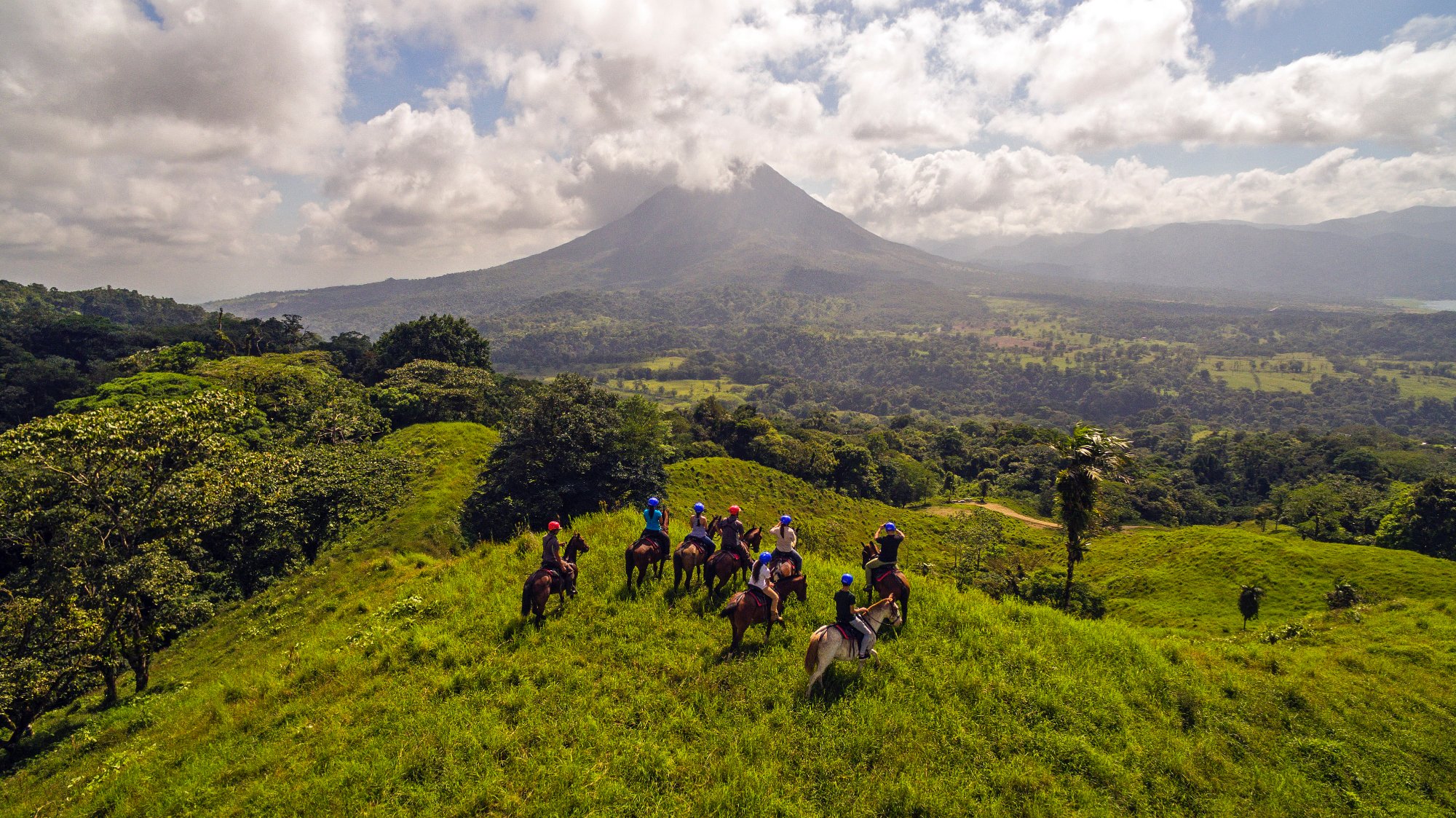 Arenal Volcano and lush rainforest view